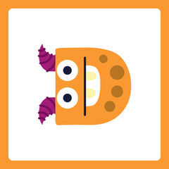 Alphabet shapes D cartoon monster