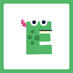 Alphabet shapes E cartoon monster