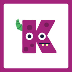 Alphabet shapes K cartoon monster