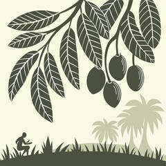 Fruit branch tropical illustration