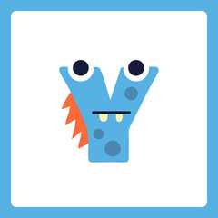 Alphabet shapes Y cartoon monster