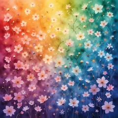 Abstract colorful flower background illustration with a seamless floral and star pattern design