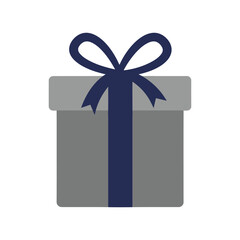A charming gray gift box adorned with a beautiful navy blue bow, isolated on white background, ready to bring joy to any special event