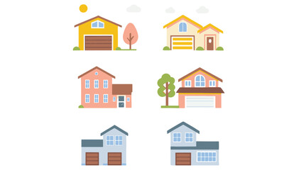 Black and White House Silhouette Icons