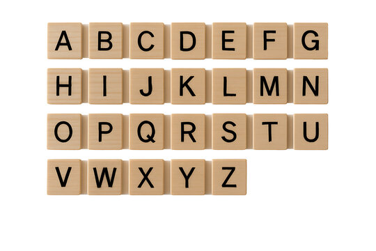 Complete Wooden Alphabet Letters on Transparent Background – High-Resolution Educational Typography Design