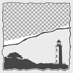 Lighthouse silhouette landscape graphic