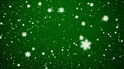 Falling Snowflakes on Green Background Animation - Powered by Adobe