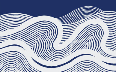 Abstract wave line pattern featuring bold curves and fine contour strokes. The hand drawn design evokes topographic flow, natural rhythm, and organic movement