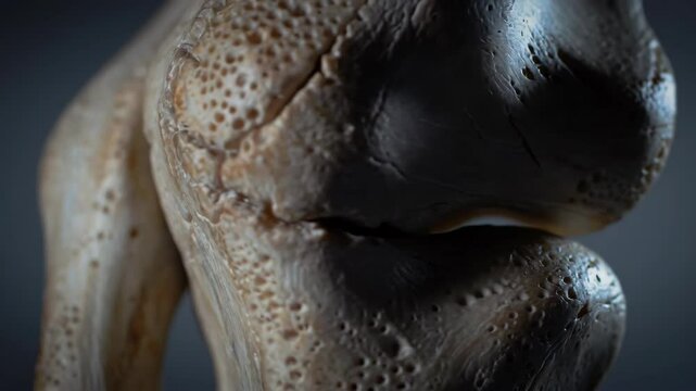 Aged bone fragment with deteriorated surface texture close-up