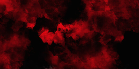 Red color powder explosion isolated on black background. Colorful dust explode. Paint Holi, dust particles splash. Network concept with spray. Futuristic technology element. 3D rendering.