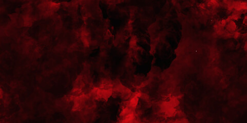 Red color powder explosion isolated on black background. Colorful dust explode. Paint Holi, dust particles splash. Network concept with spray. Futuristic technology element. 3D rendering.