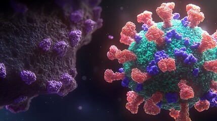 Obraz premium Close-up illustration of a virus structure.