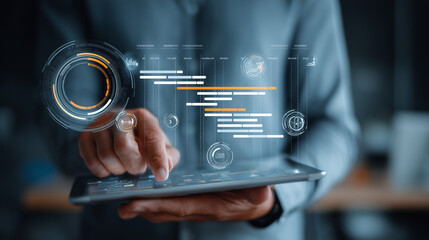 Businessman Using Digital Tablet Analytics