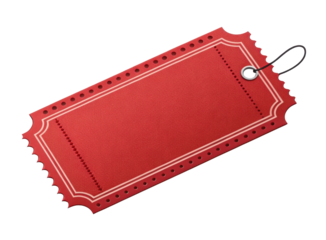 Decorative Red Glitter Ticket with Unique Design and Transparent Background for Events and Celebrations