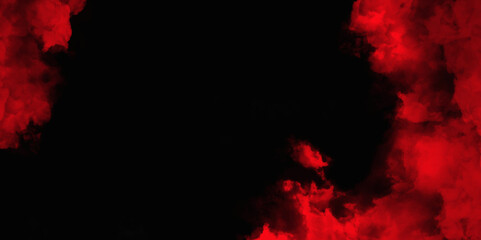 Red color powder explosion isolated on black background. Colorful dust explode. Paint Holi, dust particles splash. Network concept with spray. Futuristic technology element. 3D rendering.