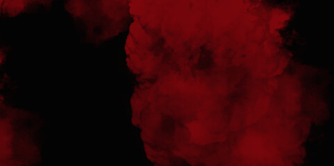 Red color powder explosion isolated on black background. Colorful dust explode. Paint Holi, dust particles splash. Network concept with spray. Futuristic technology element. 3D rendering.