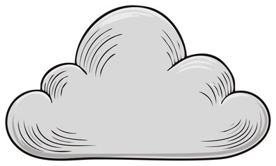 Fototapeta premium Stylized Gray Cloud Illustration Detailed Cartoon Outline Weather Element Clip Art