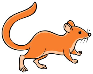 Animated Orange Marsupial Mouse Illustration, Cartoon Animal Character