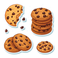Illustration of chocolate chip cookies isolated on white background
