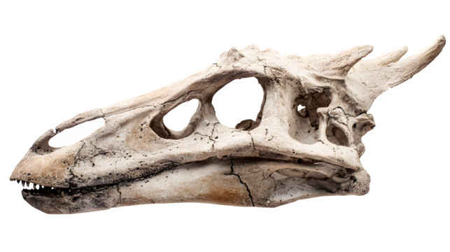 Pachycephalosaurus skull, isolated on transparent background