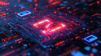 Obraz premium Glowing Circuit Board Z Symbol, Tech Background, Data Processing, Futuristic Design