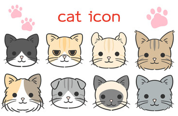 猫の顔バリエーションイラストセット