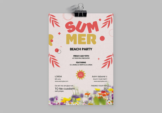 Colorful Beach Party Poster Template