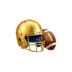 Fototapeta premium Golden football helmet isolated for sports protection and game competition on white background