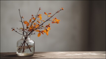 Minimalist Glass Vase with Autumn Branches - A Tranquil Home Accent