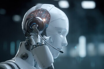 Naklejka premium Digital AI system creating intricate data models, showcasing advanced technology and innovation.