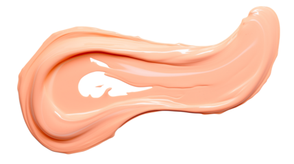 Swirling stroke of creamy peach foundation boasts a smooth, refined texture perfect for beauty or cosmetic products.