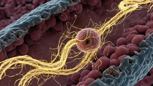 Microscopic View of Cellular Structures and Biological Processes