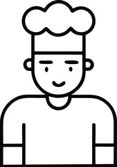 Minimalist Chef Icon  Flat Line Kitchen Avatar Vector, Professional Cook Character  Black and White Outline Illustration, Restaurant Chef Line Art  Editable Flat Vector Portrait