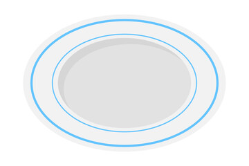 Blue line plate round flat illustration clipart