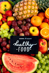 Variety of fruits and berries. Fresh raw  fruits.