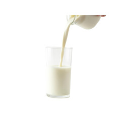 Pouring Milk into a Glass on a Transparent Background