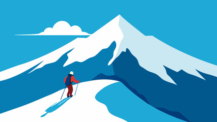 skiing in the mountains