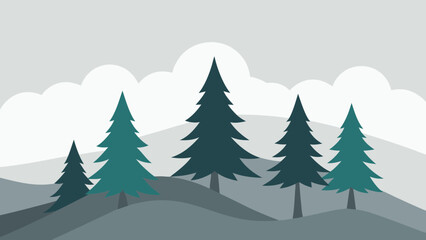 Fototapeta premium winter forest vector illustration