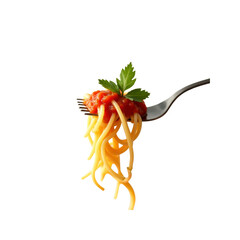 Delicious Spaghetti with Tomato Sauce on a Fork