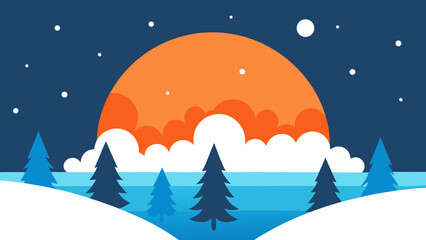 Naklejka premium christmas night landscape