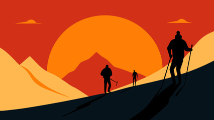 Fototapeta premium silhouette of a man on the mountain