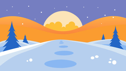 Naklejka premium winter landscape vector illustration