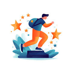 Aspiring Student Running Towards Success. Education. Goals. and Motivation