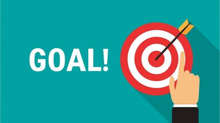  A direct arrow strikes the bullseye, with the word "GOAL" as a testament to the image, signifying unwavering determination and the relentless pursuit of ambitions.Generative ai illustration