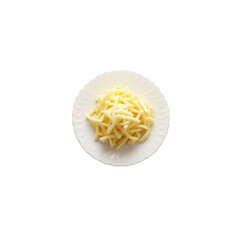 Overhead View of Cooked Yellow Beans on a White Plate