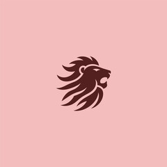 Angry lion logo in fierce and powerful silhouette style.