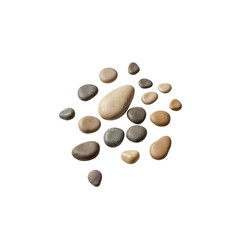 Collection of Smooth River Stones, Natural Pebbles, Isolated on Transparent Background