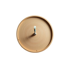 Top View of a Dart Stuck in the Center of a Circular Wooden Dartboard