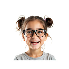 Happy Little Girl Wearing Glasses, Portrait