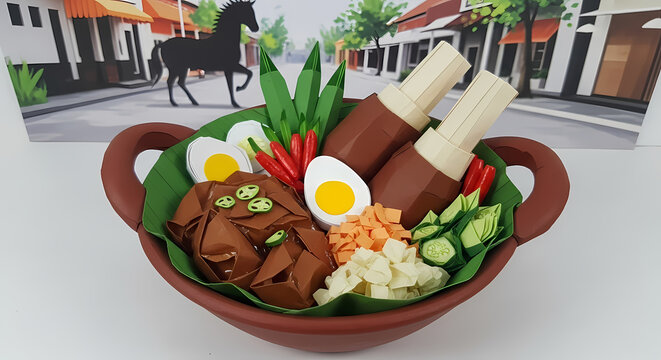Detailed Papercraft of a Hearty Bowl of Gudeg from Yogyakarta